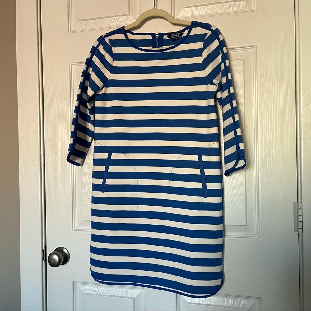 Blue striped Lands End Nautical Dress